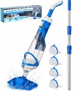 Teguy Cordless Pool Vacuum with Telescopic Pole: Powerful 18.5 GPM Suction for Inground and Above Ground Pools